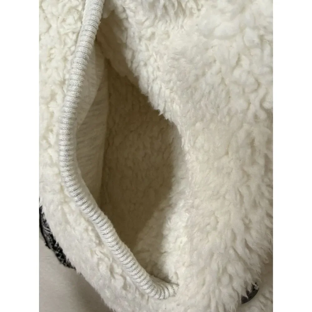 American Eagle Full Zip Cardigan Size L Fair Isle Sherpa Hooded Jacket
